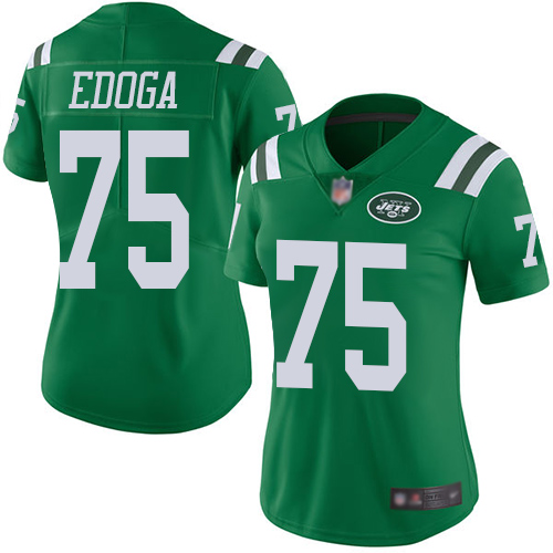 New York Jets Limited Green Women Chuma Edoga Jersey NFL Football #75 Rush Vapor Untouchable->women nfl jersey->Women Jersey